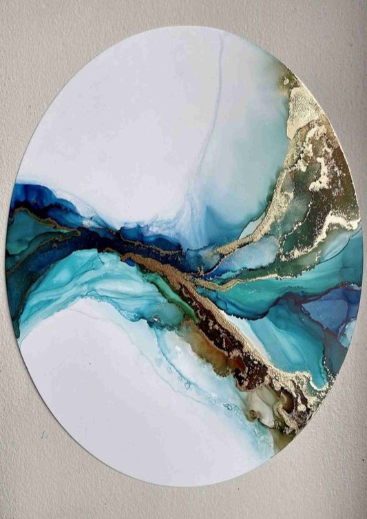 Circular Oceanic Flow Resin Art | Abstract Luxury Wall Décor