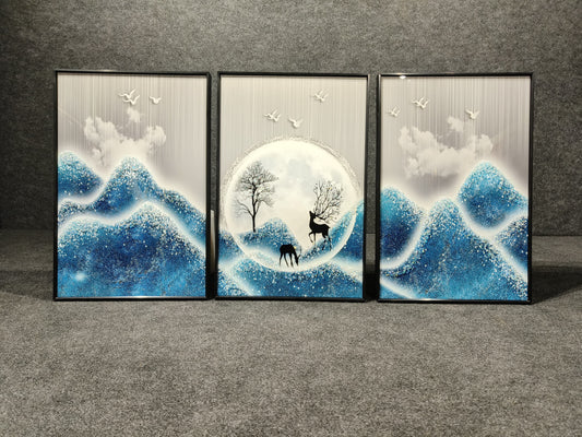 Majestic Blue Mountains Crystal Painting – Set of 3